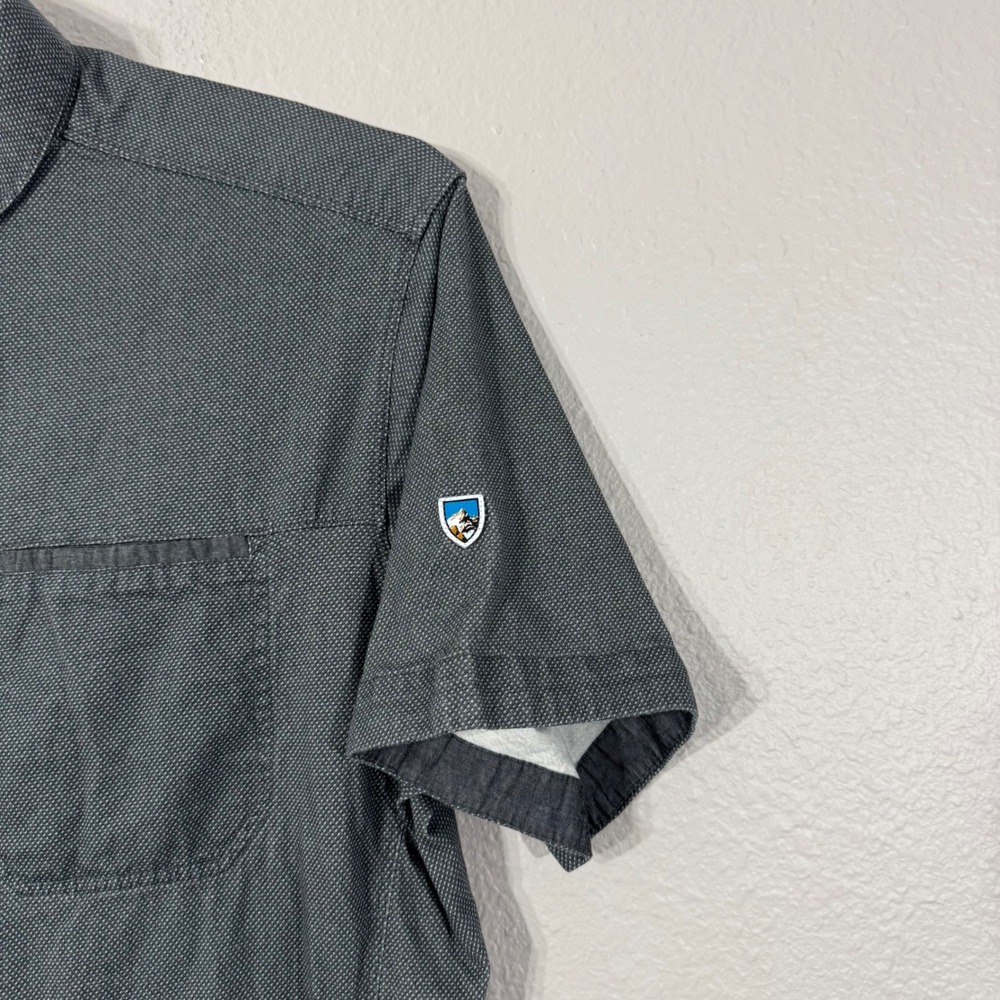 Kuhl Men's Large Gray Organic Cotton Short Sleeve Textured Button Up Shirt 7357 - Picture 9 of 10